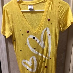 Yellow heart Victoria secret shirt
